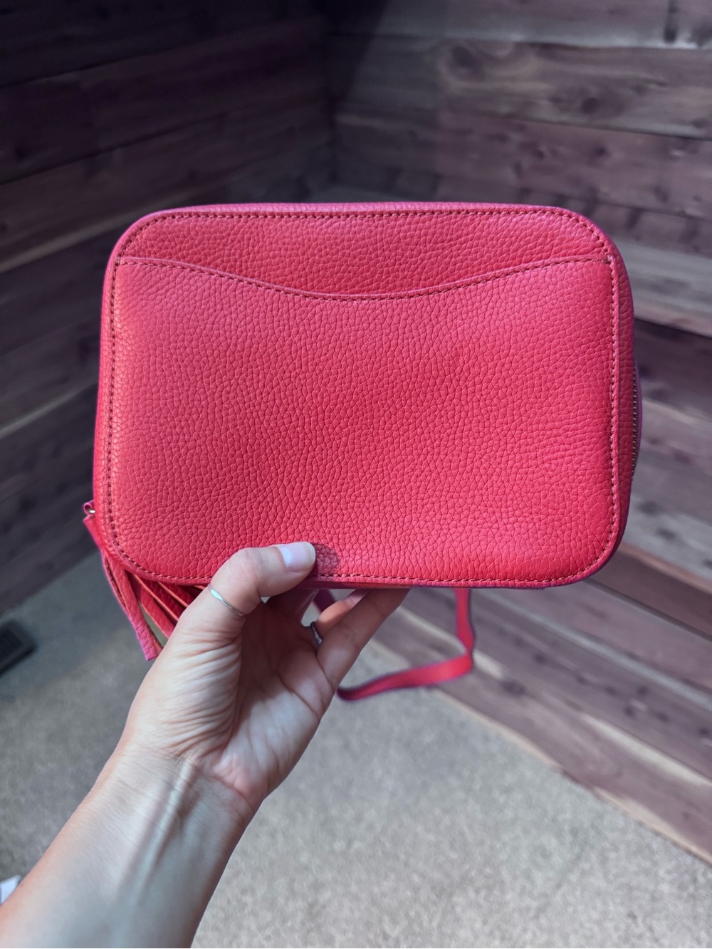 Cuyana Red Pebbled Leather Crossbody with Tassel - Picture 6 of 12
